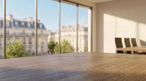 Bureau professionnel avec consultation immobilière en cours